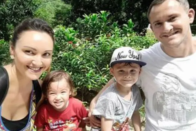 Luke Wilkinson and wife Di with children Jude and Finn