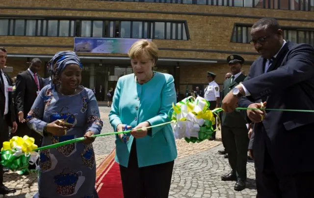 Angela Merkel opening a building in Addis Ababa