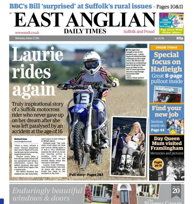 East Anglian Daily Times front page