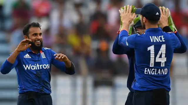 Adil Rashid celebrates