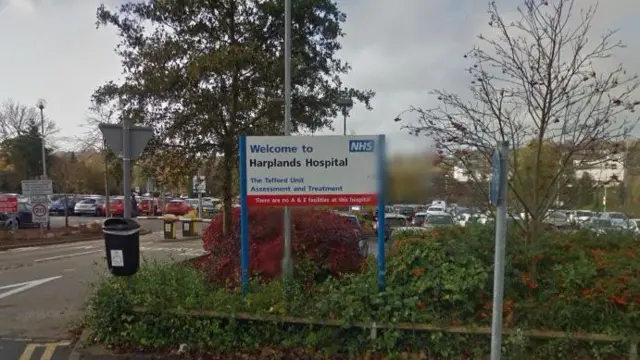 Harplands Hospital sign