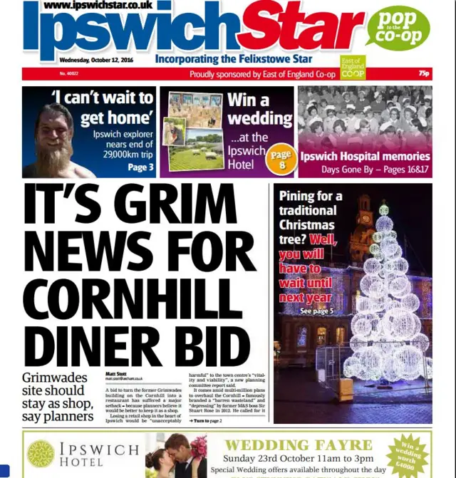 Ipswich Star front page