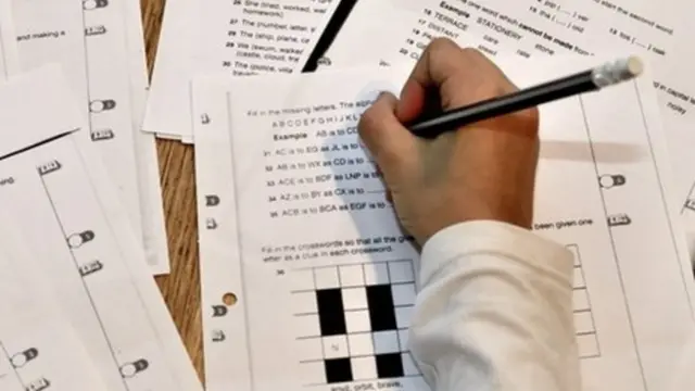 A child taking an exam