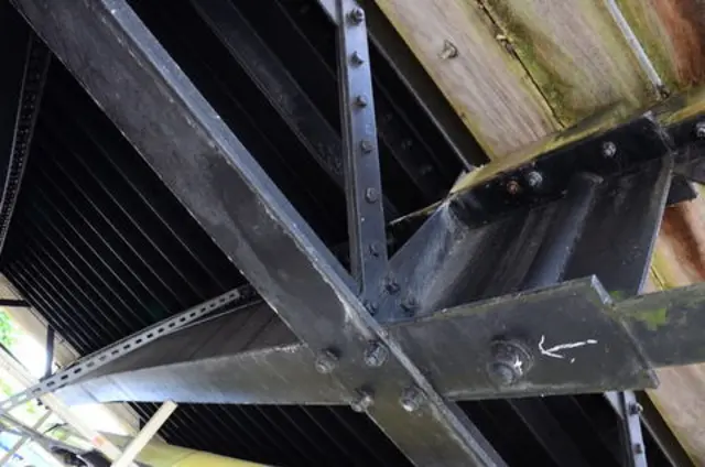 Bolt on Marlow Bridge underside engineers have marked for further investigation