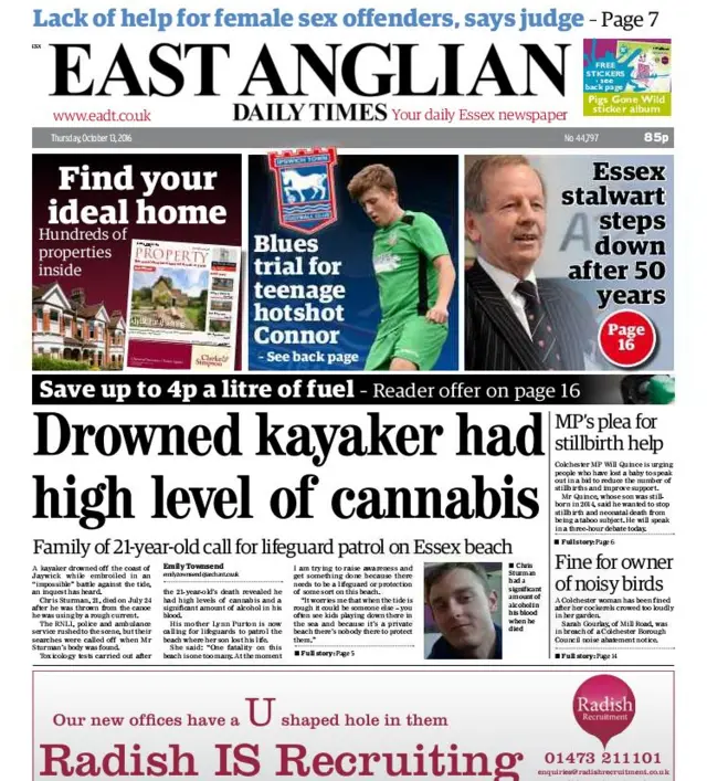 Front page EADT Essex