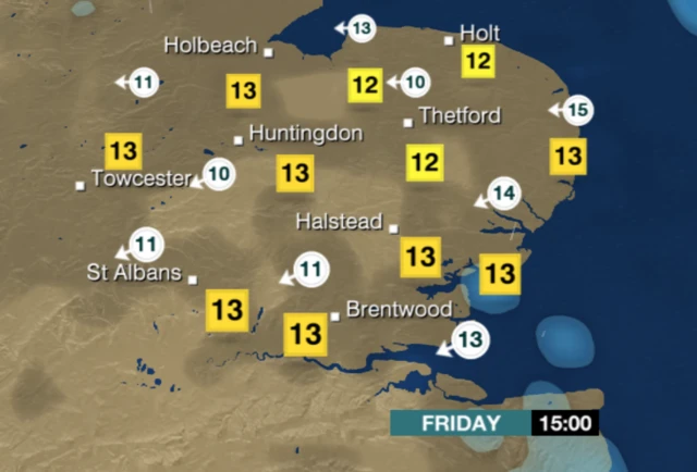 Weather graphic for Friday 15:00