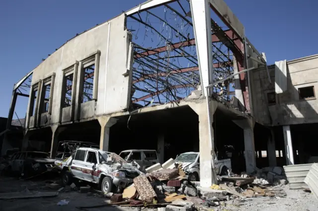 Aftermath of the bombing of a funeral in Sanaa, Yemen on Saturday