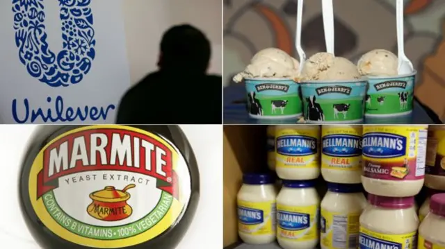 Unliever products Ben and Jerry's, Marmite and Hellman's