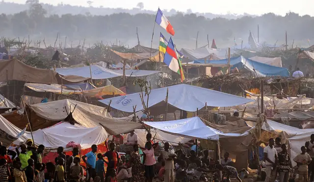 Tents at a camp for IDPs outside the capital Bangui