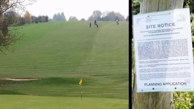 The golf course and a planning site notice