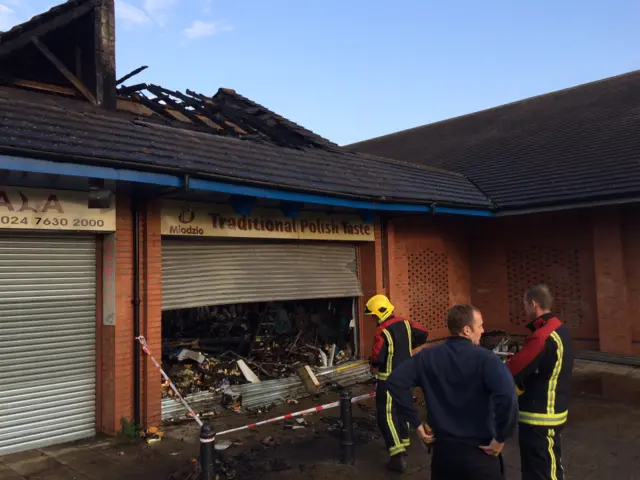 Scene of shop fire