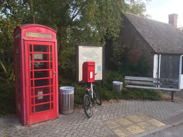 Red phone box in Milton Keynes Village