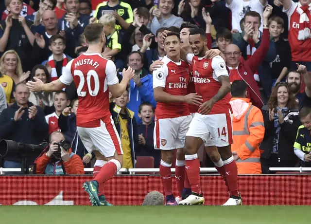 Theo Walcott celebrates