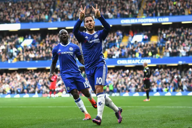 Eden Hazard of Chelsea celebrates