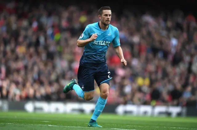 Gylfi Sigurdsson of Swansea City celebrates