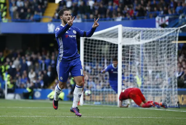 Eden Hazard celebrates