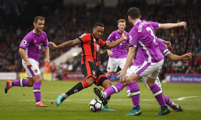 Callum Wilson with the shot