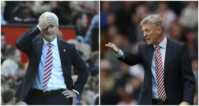 Stoke manager Mark Hughes (left) and Sunderland boss David Moyes