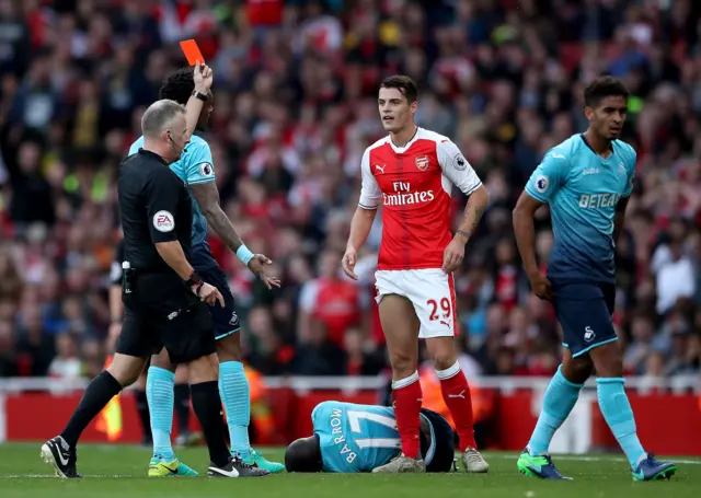 Granit Xhaka is sent-off