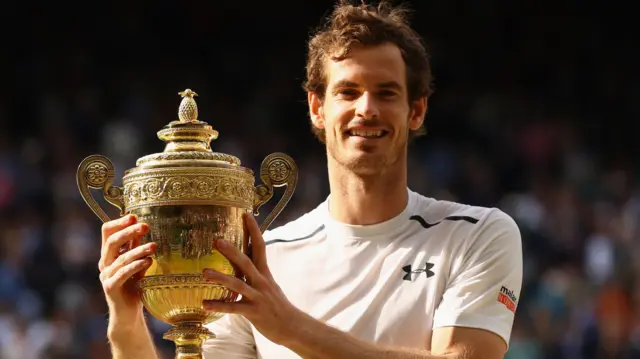 Andy Murray with the Wimbledon trophy