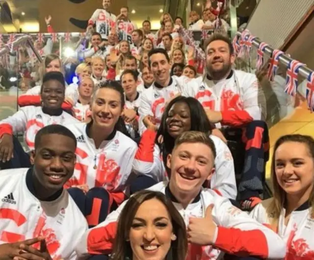 Some of the athletes visited the BBC studios in Salford ahead of the parade