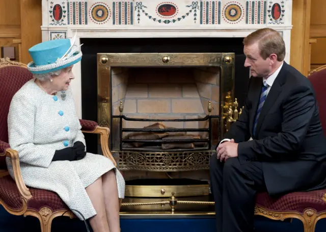 The queen and Irish Prime Minister Enda Kenny