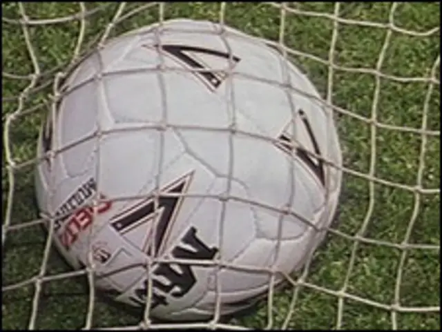 Football in goal net