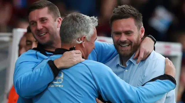 Scunthorpe United manager Graham Alexander celebrates