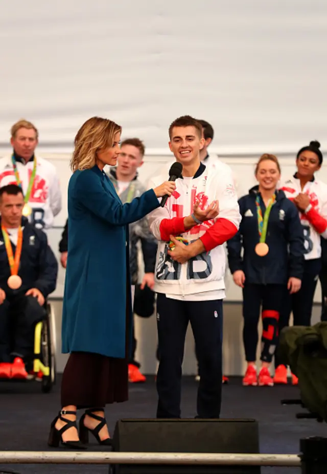 Max Whitlock being interviewed by Helen Skelton