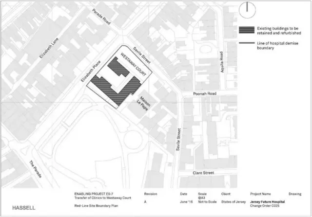 The boundary of the new hospital.