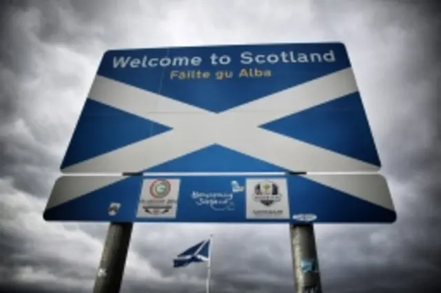 Welcome to Scotland sign on the border with England in Carter Bar, Scotland, September