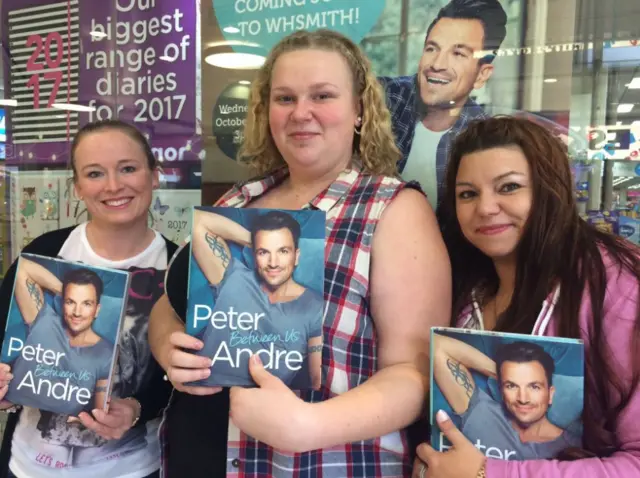 Fans Clair, Susan and Vickie waiting to see Peter Andre in Hull