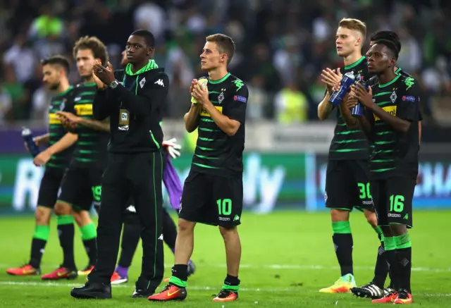 Gladbach took the lead at home to Barca but lost out 2-1