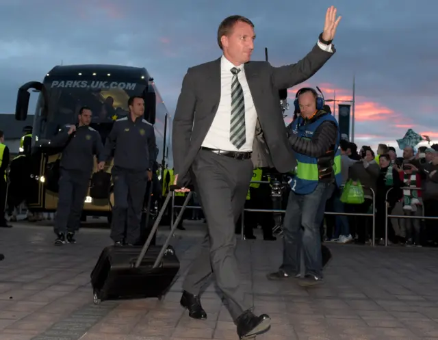 Celtic manager Brendan Rodgers arriving at the stadium