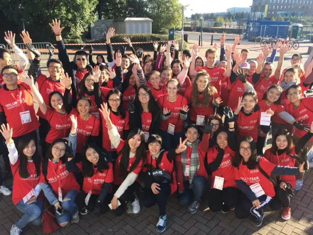 Water station volunteers in Cardiff