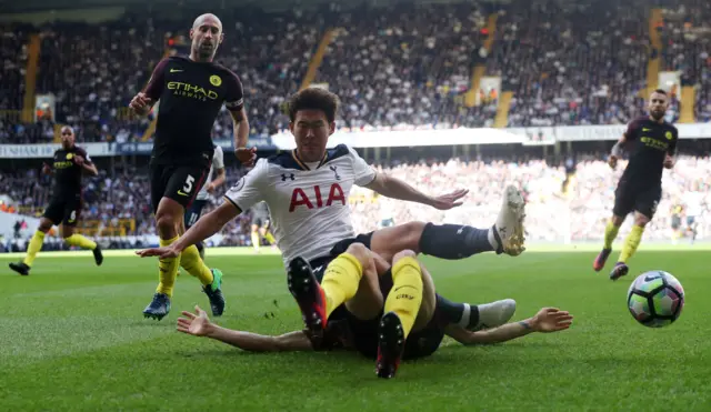 Son Heung-min is tackled