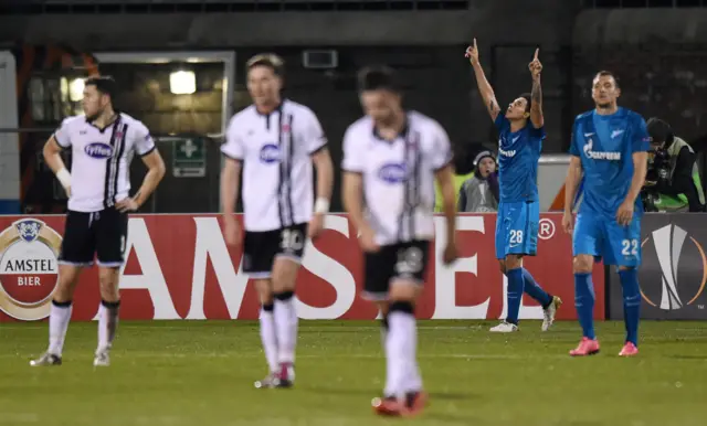 Dundalk go 2-1 down to Zenit St Petersburg