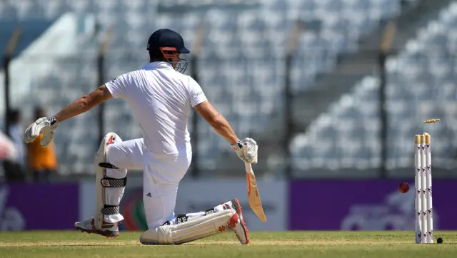 Alastair Cook is bowled