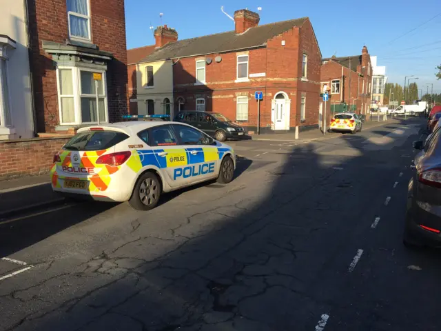 Police cars parked in Doncaster street