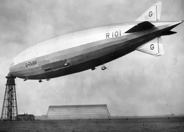 4 October 1930: R101 at its moorings in Cardington, Bedfordshire prior to its departure for India.