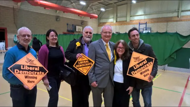 Liberal democrats with Denis Healy after the win