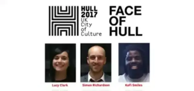 The three Face of Hull finalists, Lucy clark, Simon Richardson and Kofi Smiles