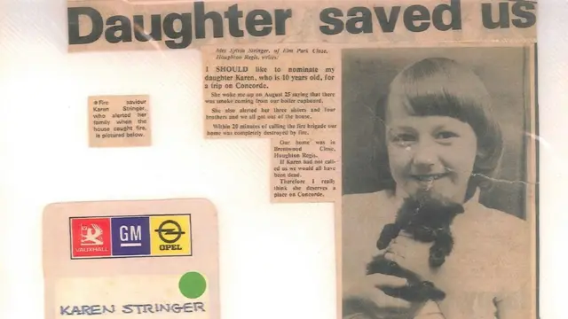 Newspaper clipping of Karen Pedley from file found at her home