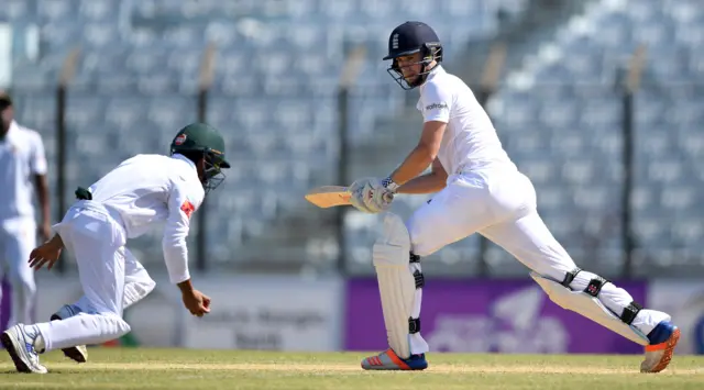 Chris Woakes is caught off the first delivery of the day