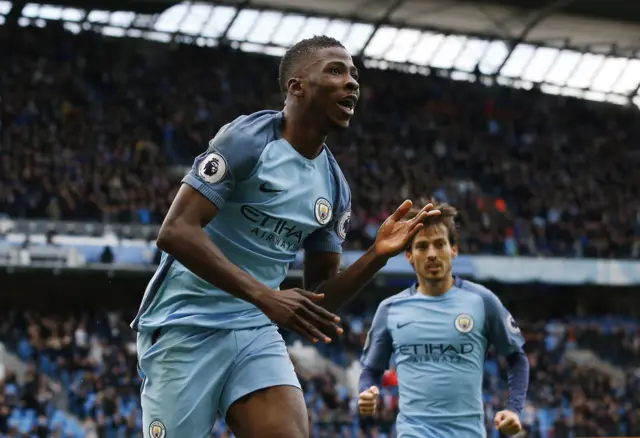 Kelechi Iheanacho celebrates