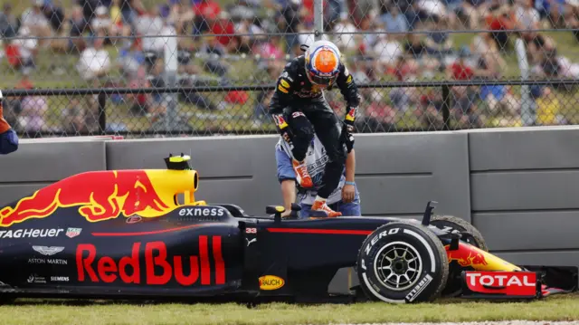 Verstappen climbs out