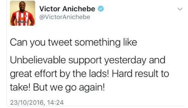 Anichebe tweet