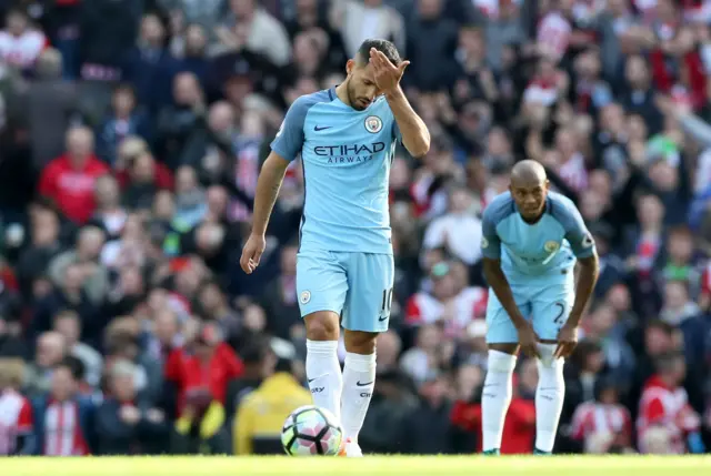 Sergio Aguero looks dejected