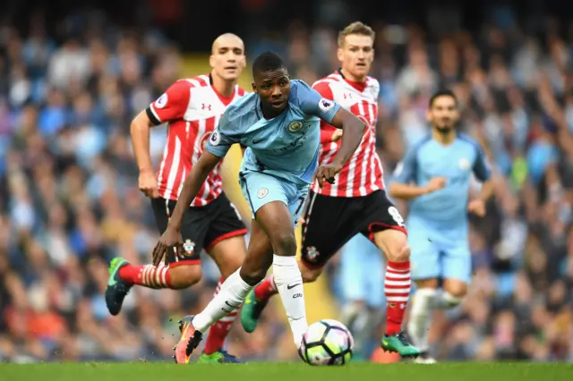 Kelechi Iheanacho of Manchester City runs