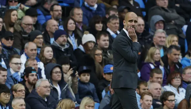 Pep Guardiola looks worried